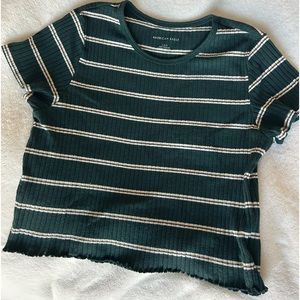 american eagle striped dark green crop top